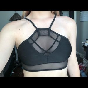 Black mesh bathing suit top